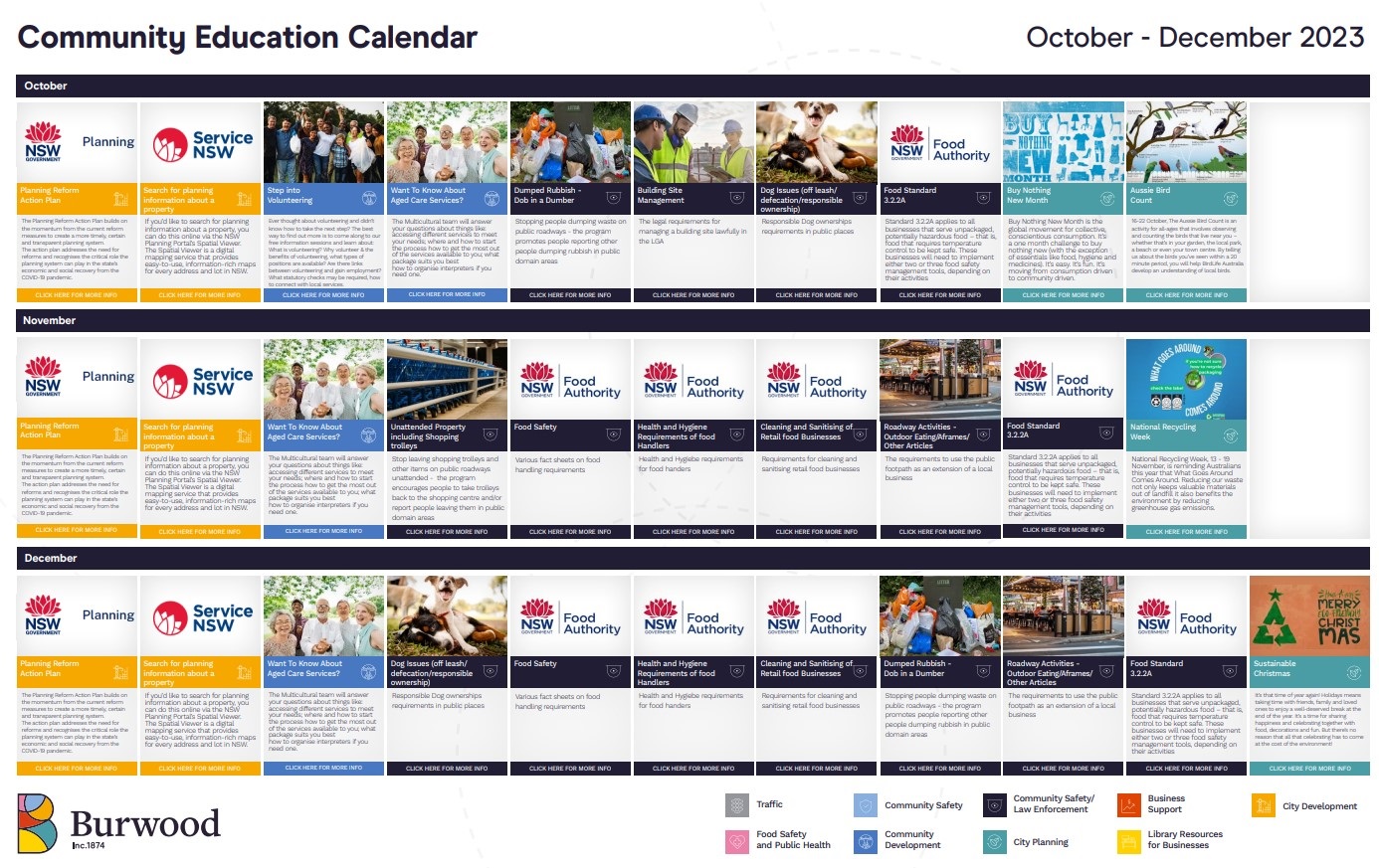 Community Education Calendar Oct, Nov, Dec 2023