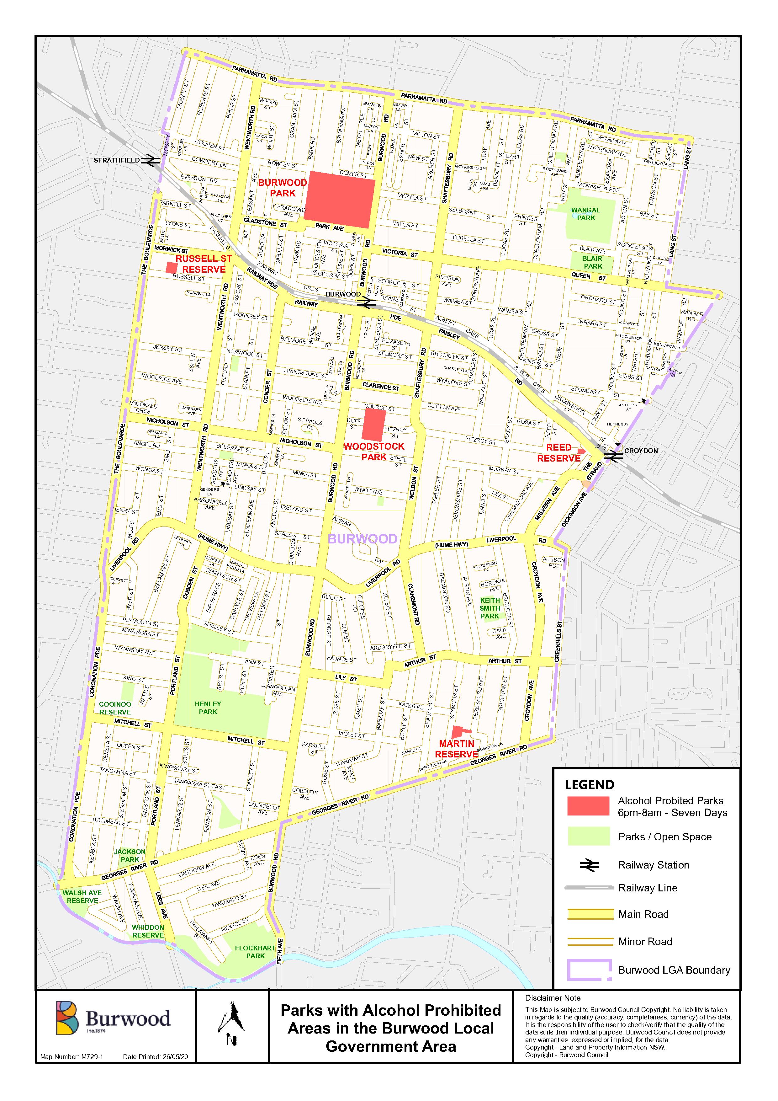 Alcohol Prohibited Parks Map