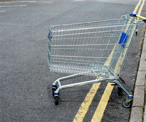 Abandoned trolley on a road