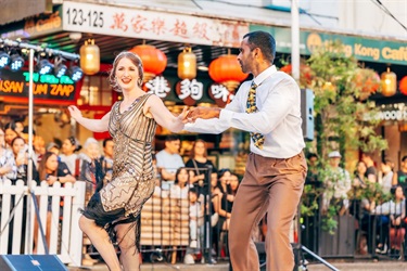 man and woman dancing together