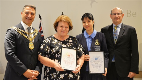 2021 Citizen of the Year, Helen Sibraa, and Young Citizen of the Year, Vicky Feng.jpg