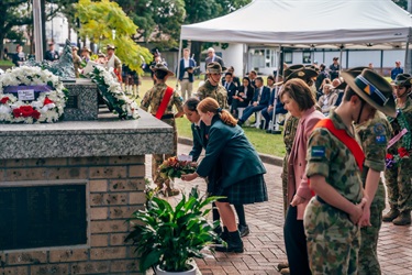Laying wreath on Burwood Park Sandakan Memorial