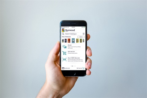 Burwood Library App on smartphone