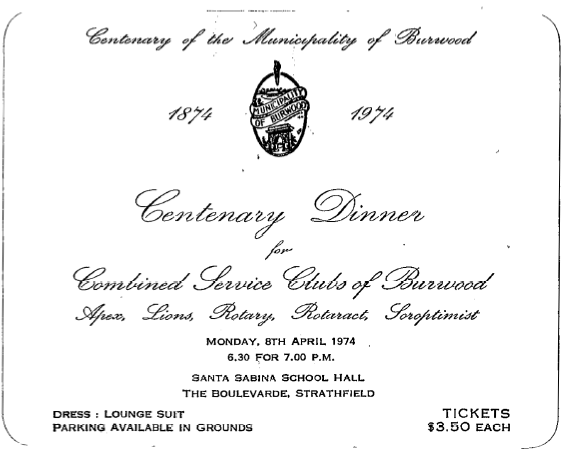 Centenary dinner invitation