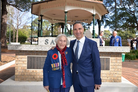 Gladys Barnes with Mayor Faker