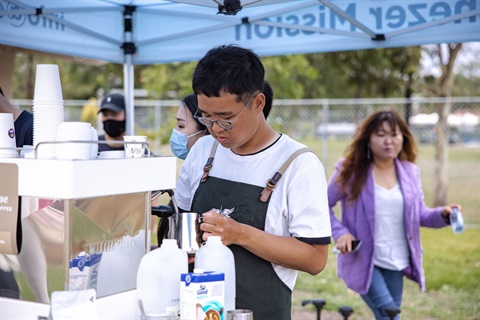 Coffee cart run by youth with disability