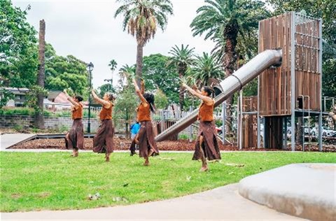 indigenous women doing a traditional dance in Burwood Park